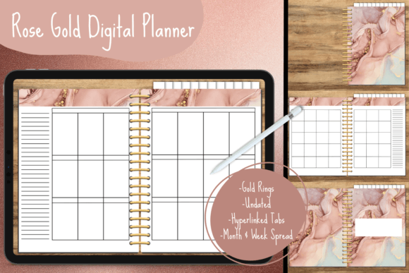 Download Rose Gold Marble Undated Digital Planner - Digital planner Collection