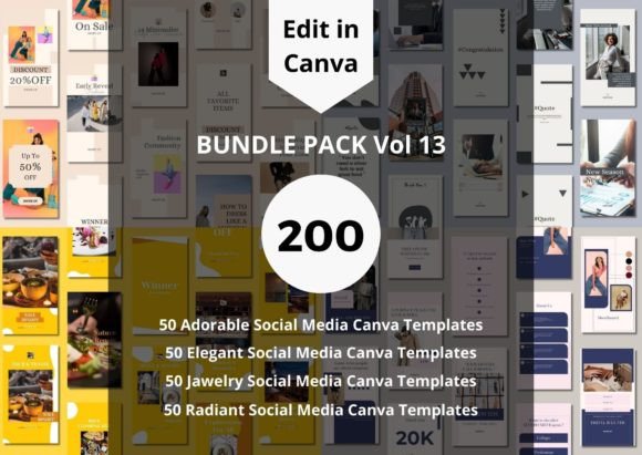 Download 200 Social Media Canva Templates Bundles - 200 Collection