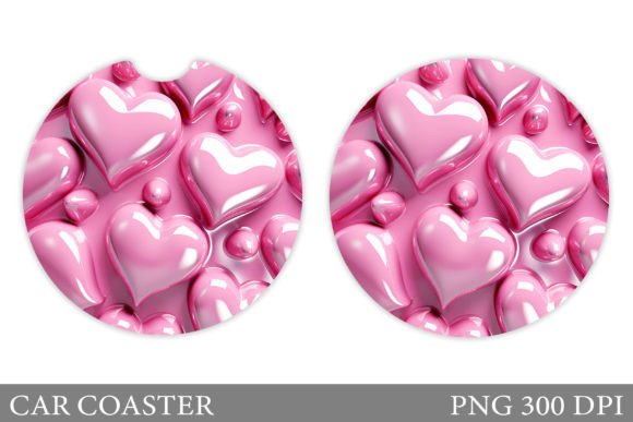 Download 3D Hearts Car Coaster Design - Car coaster design Collection