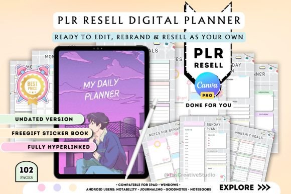 Download Minimalist PLR Digital Planner - Canva - Digital planner Collection