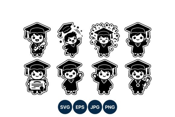Download Cute Kids Graduation Vector Art - Kids graduation Collection
