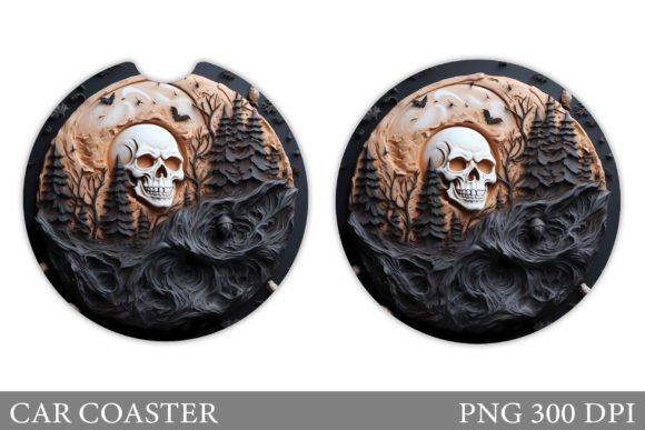 Download Skull Halloween Car Coaster Design - Car coaster design Collection