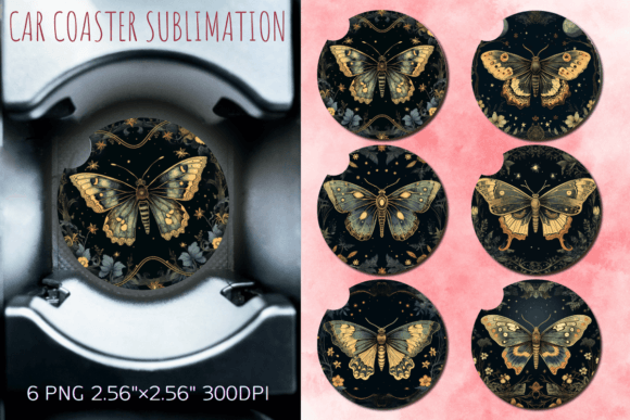 Download Vintage Night Moth Car Coaster Design - Car coaster design Collection