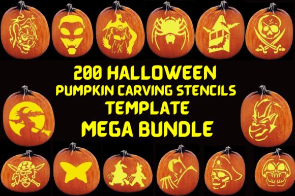 Download 200 Halloween Pumpkin Carving Stencils - 200 Collection